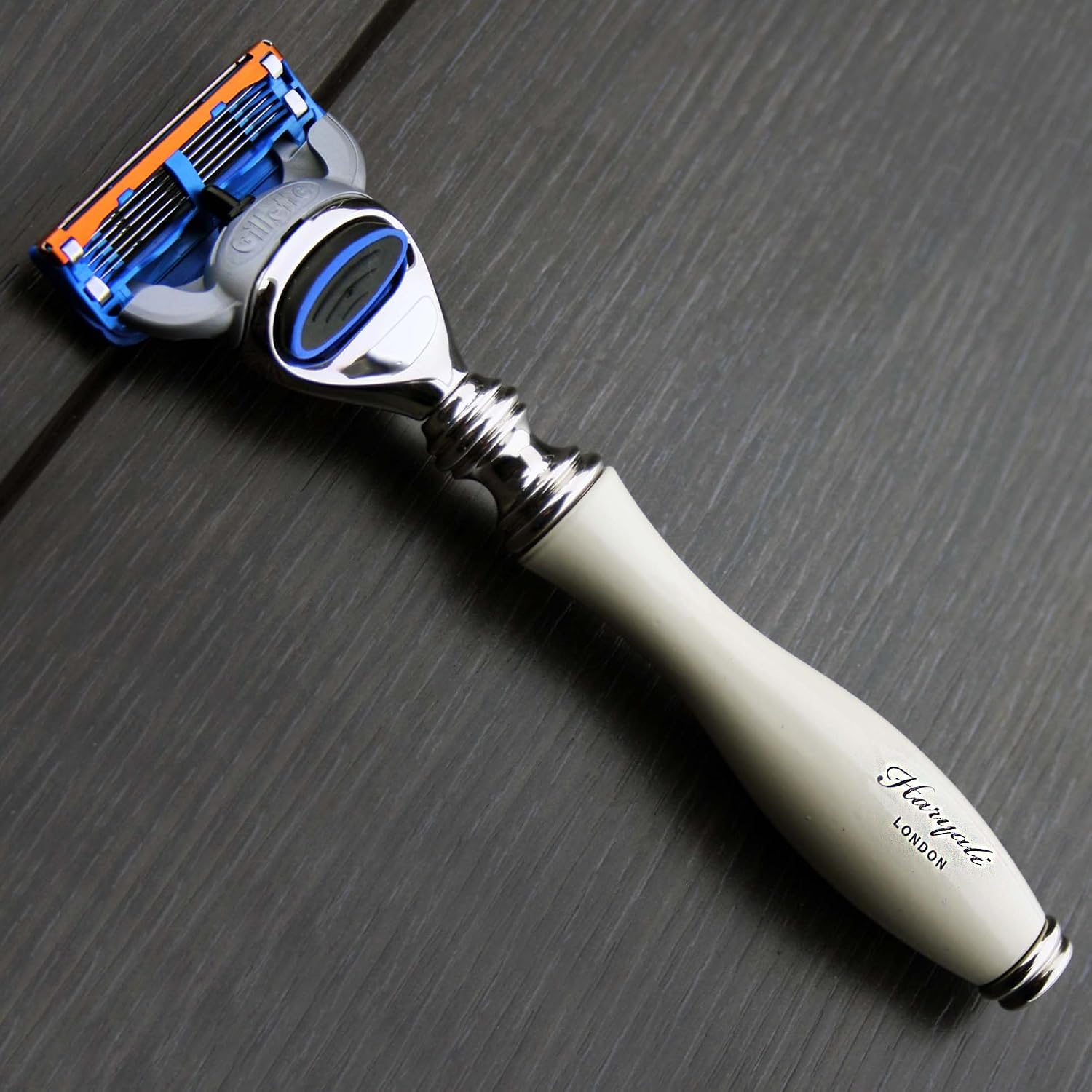 Haryali London 6 Pc Mens Shaving Kit 5 Edge Shaving Razor with Synthetic Badger Hair Brush, Stand, Soap - Image 4