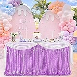 Lavender Sequin Table Skirt 9ft Sparkly Table