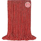 YAXINRUI 24 PCS Red Bead Necklaces, Red Christmas Mardi Gras Bead Necklaces, Valentine Necklace, 33 Inch Round Beaded Necklaces for Mardi Gras Christmas Valentine Festive Events, Party Favors