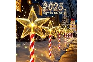 BOMIER Solar Christmas Lights Outdoor Waterproof, 8 Pack Solar Christmas Decorations Outdoor with 8 Modes, Christmas Outdoor Decorations for Yard, Christmas Solar Lights Outdoor Christmas Decor, Warm White