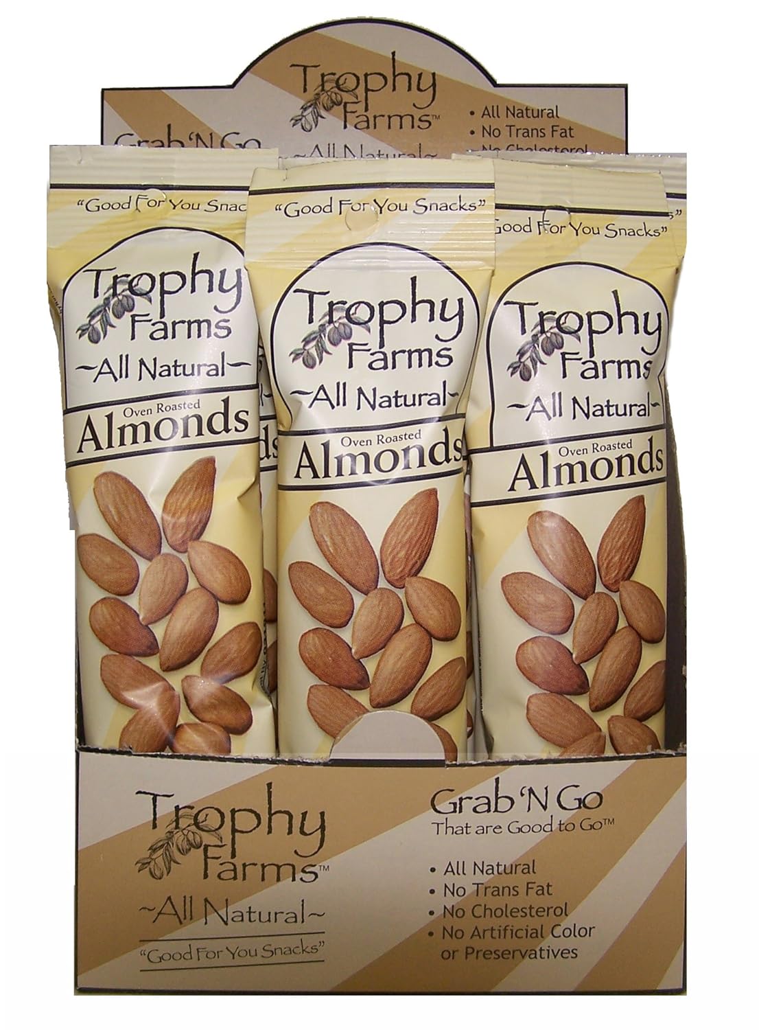 Trophy Nut All Natural Almonds, 2.0Ounce Tubes (Pack of