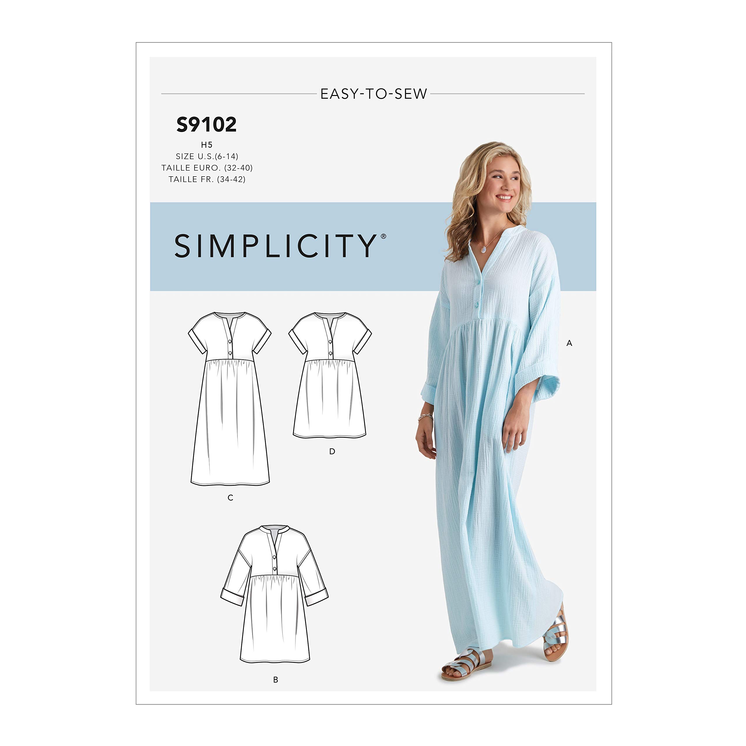 Simplicity Sewing Pattern SS9102U5 Misses' Caftan & Dresses