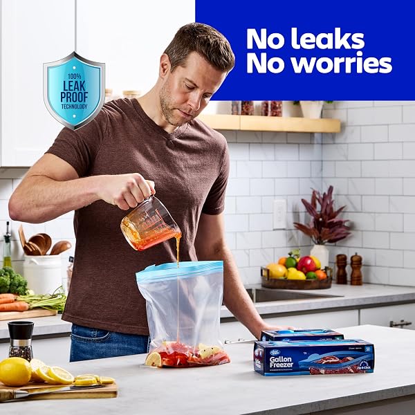 2 GALLON STORAGE BAGS, DOUBLE ZIPPER SEAL – 120 COUNT, (4 PACKS OF 30) RESEALABLE THICK PLASTIC FOOD STORAGE BAGS – MICROWAVE-SAFE, BPA FREE – RESEALABLE CONTAINERS FOR LUNCH, SNACKS, MEALS