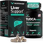 NEXTGRADE TUDCA 500mg Bile Salts Liver Support Supplement with Milk Thistle & Moringa That Supports Liver, Bile Flow, Gut Health and Gallbladder, Made in USA, 60 Capsules