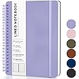 ABERLLS Purple Lined Spiral Journal Notebook with 160 Pages, 8×5.7in, A5 Spiral Notebook, Journaling Notebooks for Work, School, Women, Men, College Ruled Spiral Notebook, Hardcover Leather Journals