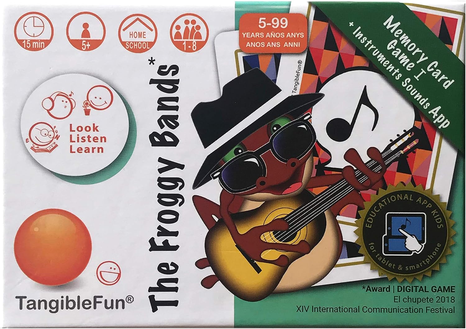 TangibleFun | The Froggy Bands | Juego de Cartas Educativo con App para iPad, Tablet y Smartphones de Sonidos Instrumentos Musicales y ‘Bingo Sounds’