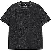 GETUBACK Mens Washed Vintage T-Shirt Summer Casual T Shirts Thick Short Sleeve Loose Crew Neck Cotton Tops