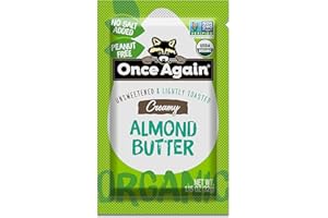 Once Again Organic Creamy Almond Butter - 1.15oz Squeeze Packs, 10 Count - Lightly Toasted - Salt Free, Unsweetened - USDA Organic, Gluten Free Certified, Peanut Free, Vegan, Kosher, Paleo