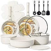 CAROTE 19pcs Pots and Pans Set Non Stick, Detachable Handle Cookware | Kitchen Cooking Sets, Space Saving, Dishwasher &amp; Oven Safe, Non-Toxic, for Camping/RV/Traveling, Cream White