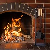 Relaxdays 4-Piece Black Fireplace Tool Set with Stand Shovel Broom Scraper view 3