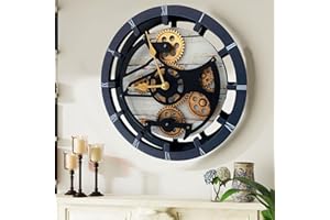 ImprovingLife The Gears Clock 16 inches Wall Clock with Real Moving Gears Convertible into a Big Mantel Clock (Desert Beige)