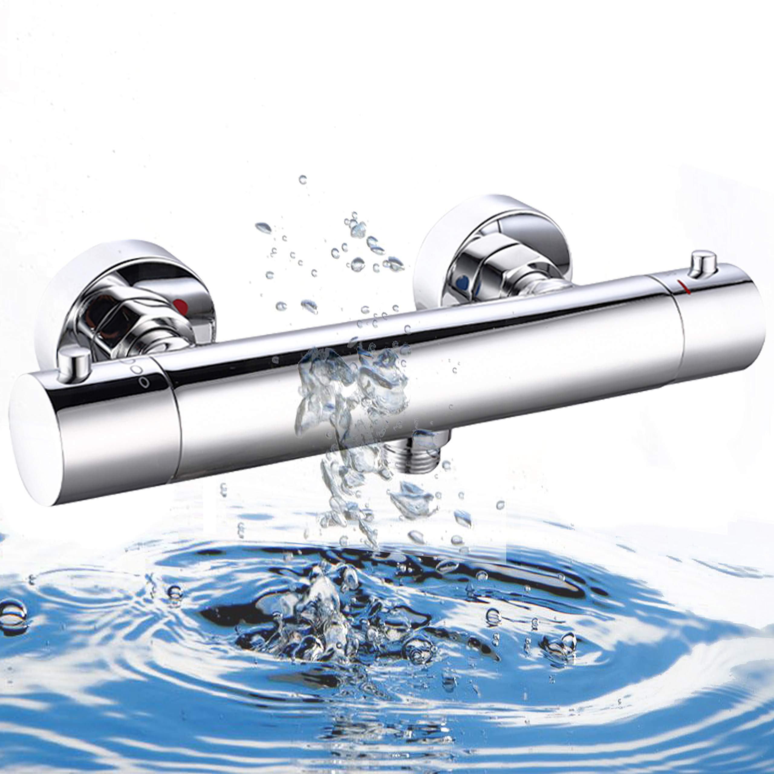 Elbe® Shower Thermostat with Surface Anti-scald Brass Shower Fitting with 38°C Safety Button for Safer and Convenient Operation