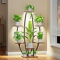 JUSTOGO Plant Stand Indoor with Grow Lights - 7 Tiered Large Plant Shelf, 47" Corner Shelf for Indoor Plants Multiple, Metal 