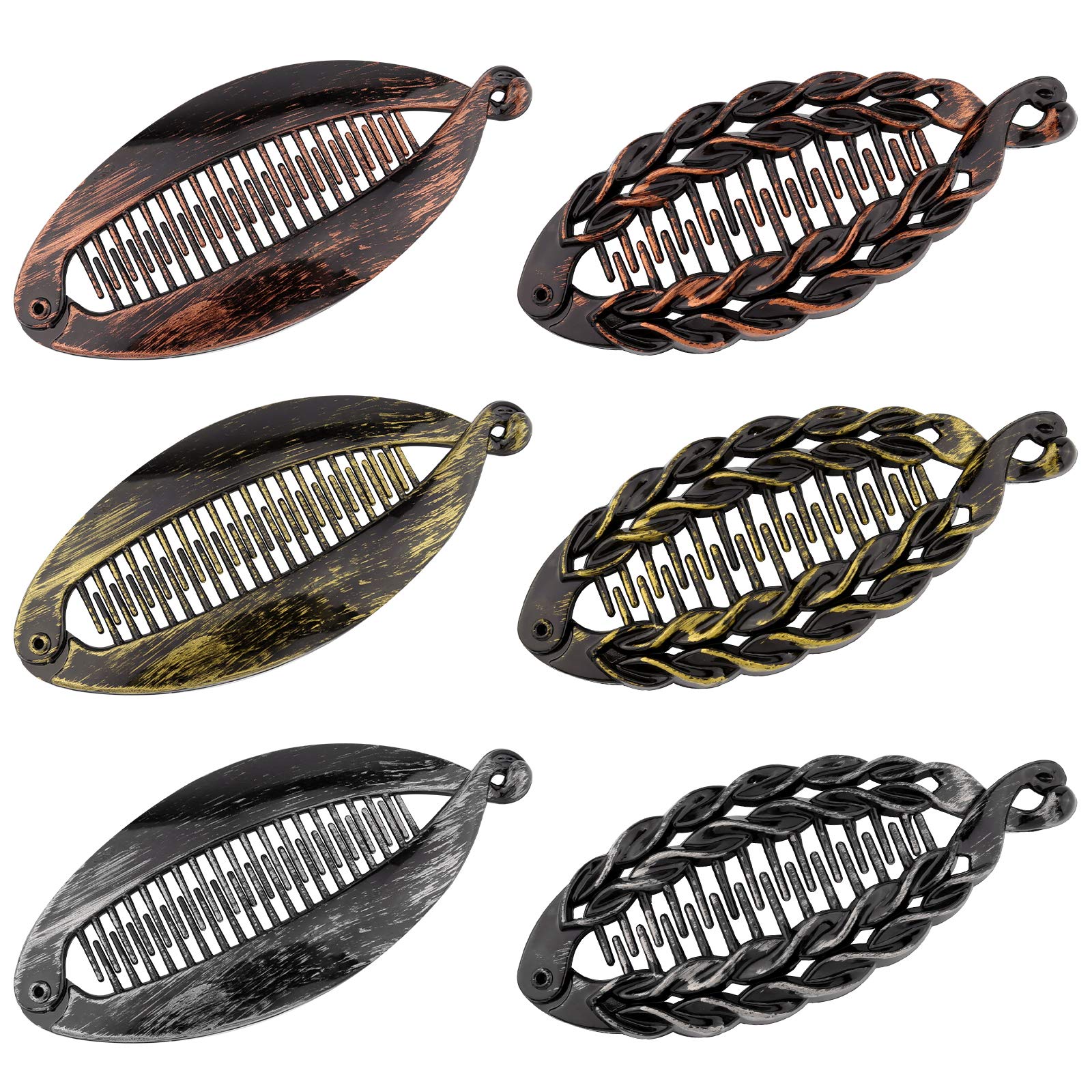 LUTER 6Pcs 5.5 Inch Banana Hair Clips Fish Shape Hair Grips Clamp Women Hair Accessories (2 Styles, 3 Colors)