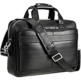 Polare Full Grain Leather 16.5'' Laptop Bag Briefcase for Men Business Messenger Work Bag Fits 15.6'' Laptop