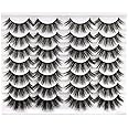 Newcally Lashes False Eyelashes Dramatic 20MM Faux Mink Lashes Pack 14 Pairs Wispy Long Thick Fluffy Strip Eye Lashes Multipack