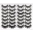 Newcally Lashes False Eyelashes Dramatic 20MM Faux Mink Lashes Pack 14 Pairs Wispy Long Thick Fluffy Strip Eye Lashes Multipa