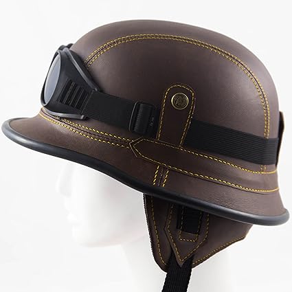brown leather skull cap