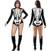 Spooktacular Creations Skeleton Costume Women, Skeleton Bodysuit for Adult, Halloween Costumes for Women Adult 2025