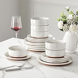 MALACASA Plates and Bowls Sets, 18 Pieces Modern
