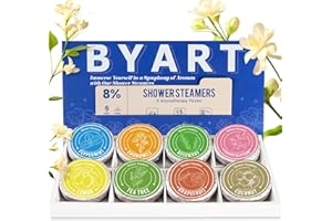 BYART Shower Steamers Aromatherapy, 8% Natural Essential Oils, Women/Men Spa Steamer, Lingering Intense Aroma, Soothing Stress Relief, Body&Soul Relaxing Bath Bombs, Stocking Stuffer for Friend/Family