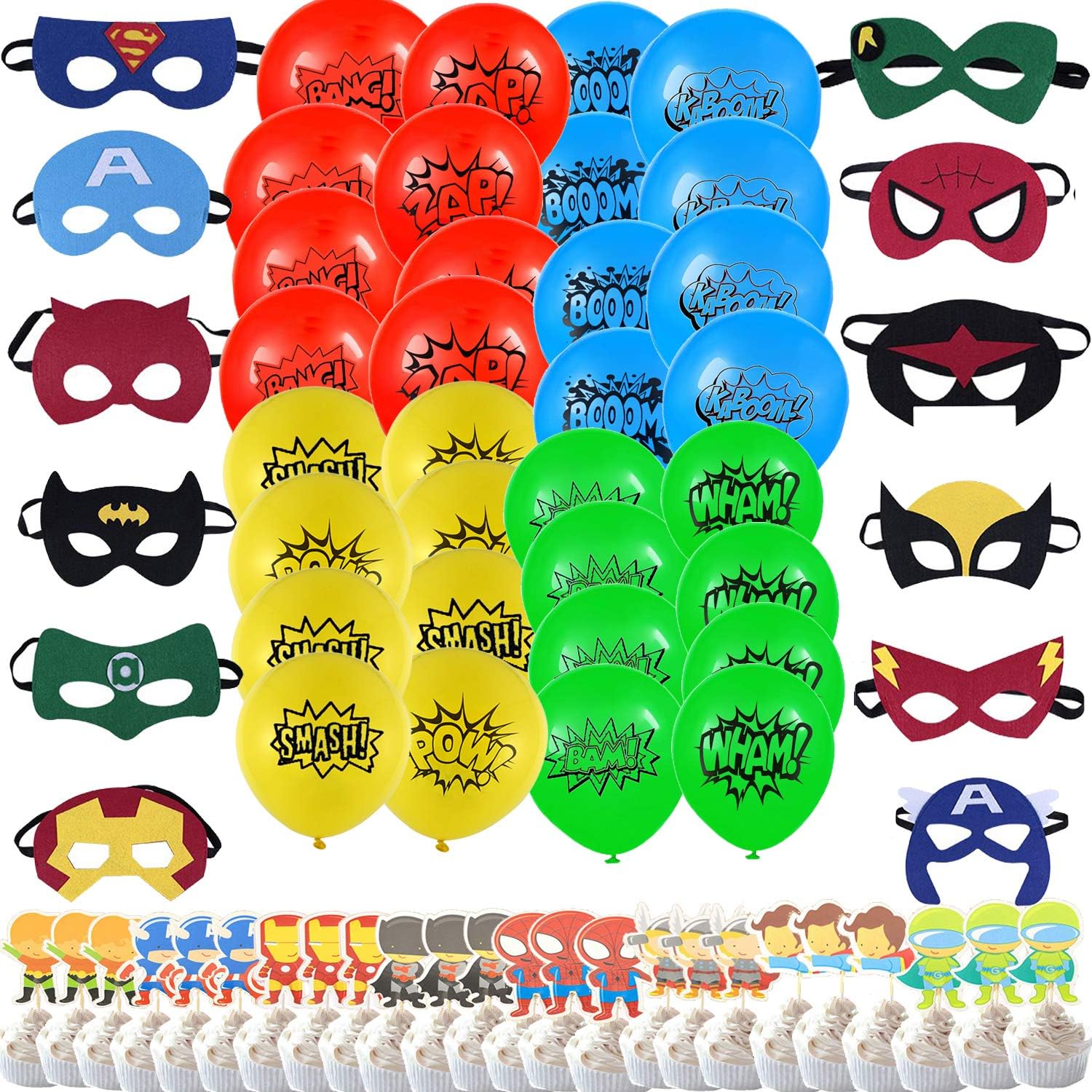 Kids Party Supplies, Birthday Party Favors for Kids Birthday Decorations - Birthday Party Balloons, Cake Toppers, Mask Included