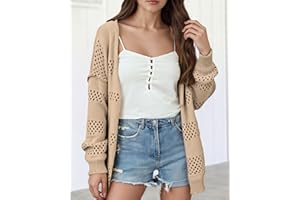 Women Lightweight Crochet Cardigan Fashion Casual Open Front Outwear
