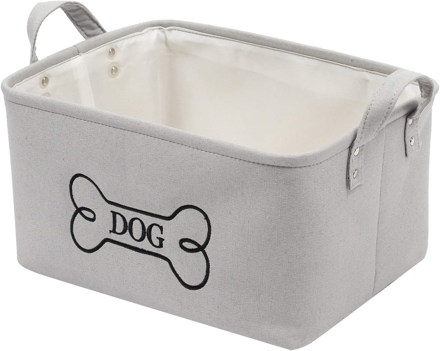 grey dog toy basket