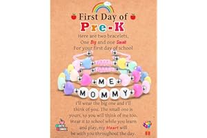 IKIATY Mommy and Me Matching Bracelets Set, First Day of School Kindergarten Preschool First Grade Gifts, Back to School Gifts for Daughter Girls