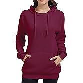 HeJoy Womens Hoodie Sweatshirt Loose Fit Crew Neck Pullover Sweater with Pocket Ribbed Cuffs Fall Tops