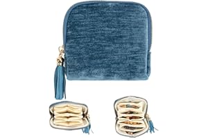 Travel Jewelry Case,Jewelry Travel Case with Zipper& Tassel, Portable Velvet Travel Jewelry Organizer Bag with Multiple Compa