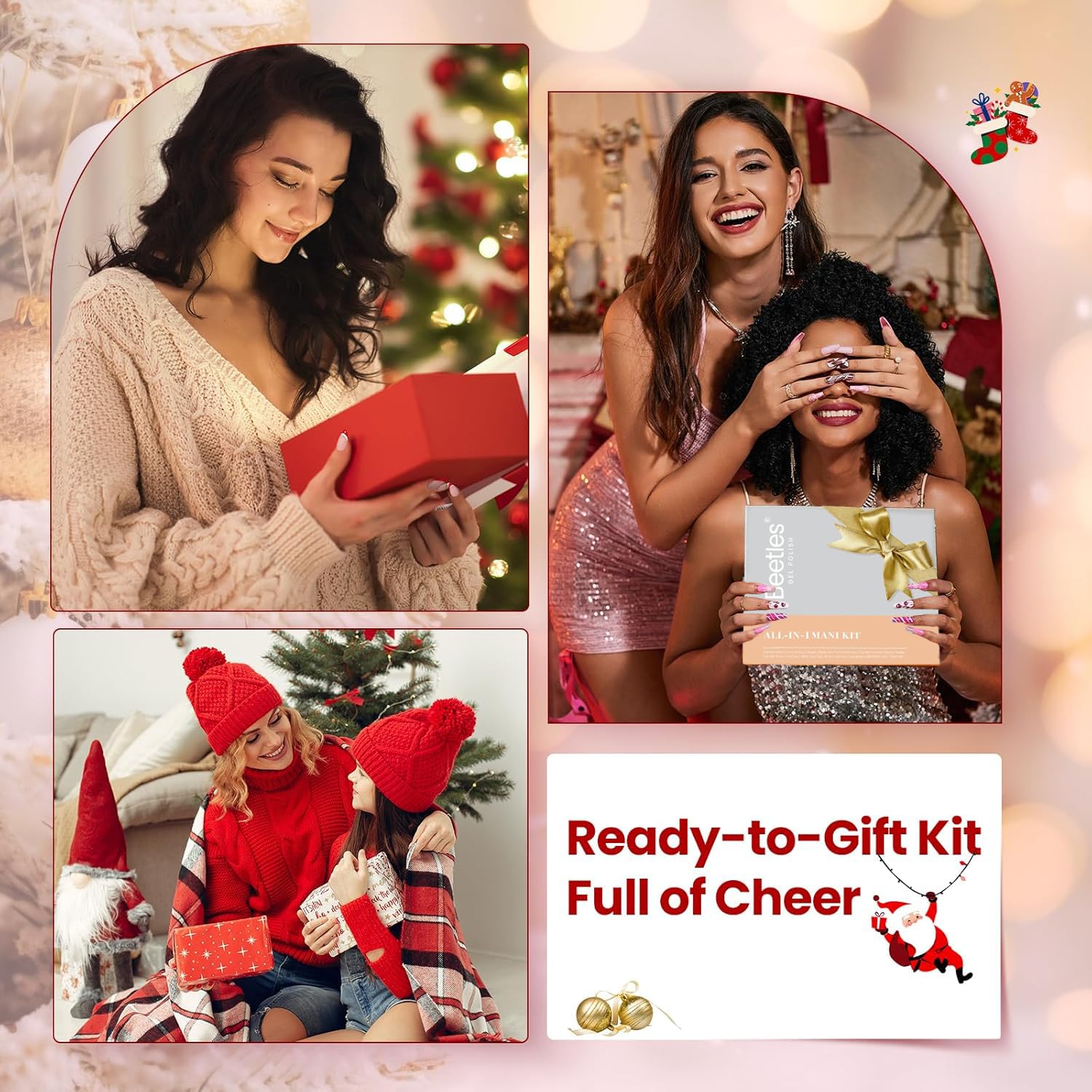 Beetles Gel Nail Polish Kit with U V Light - 80Pcs Color Enchantment 55 Colors Gel Polish Starter Kit with Base Top Coat DIY Nails Supply Stickers Manicure Tools Christmas Gift for Women Teens Girls