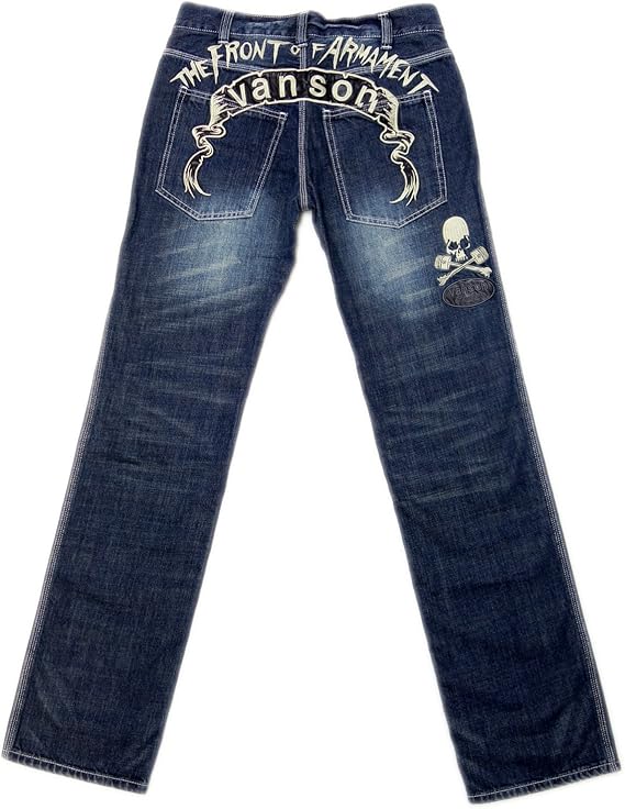 Amazon Co Jp バンソン Vanson クローズ Worstスカルジーンズ インディゴ 34インチ 服 ファッション小物