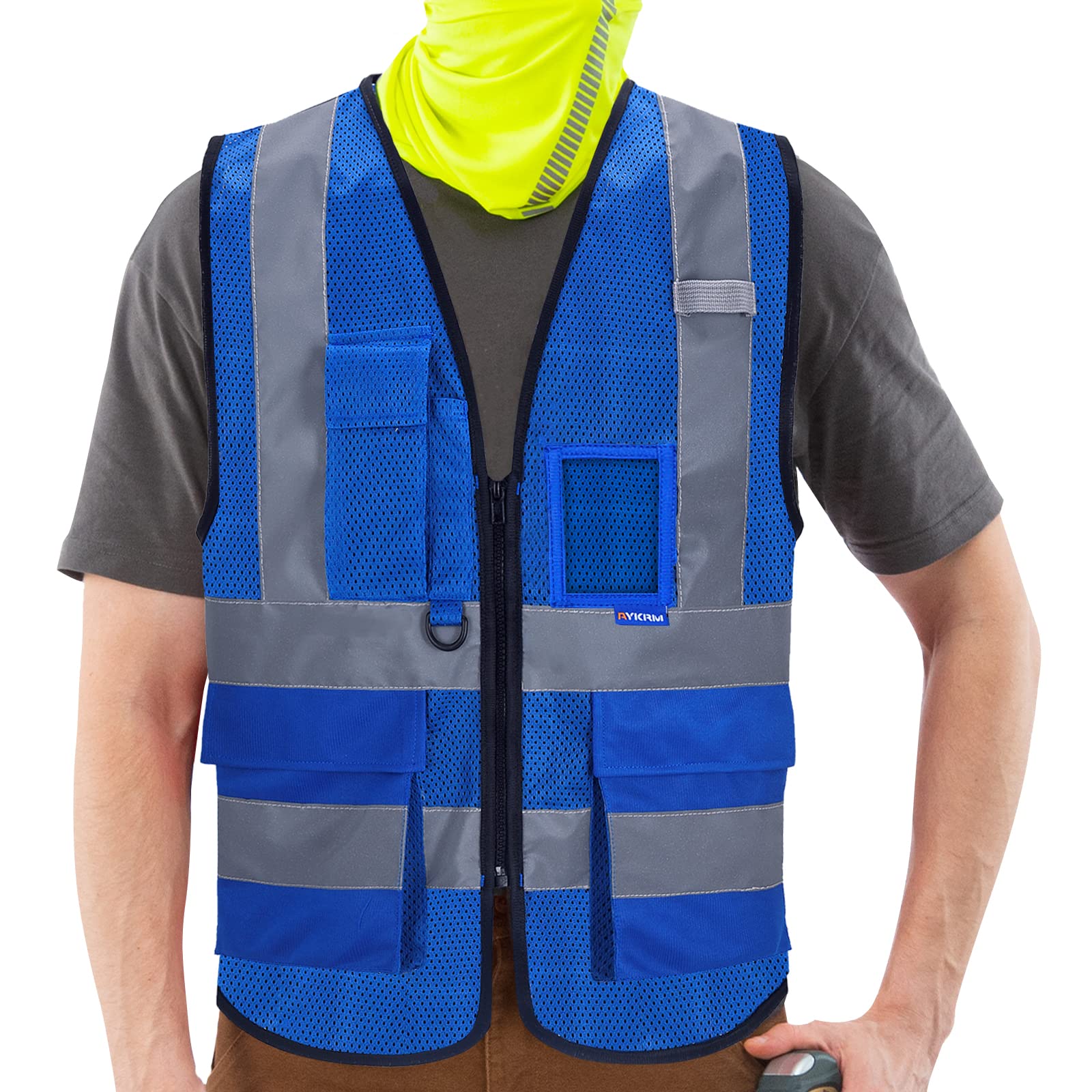 Small BLUE high vis vests mesh high viz Class 2 hi vis Zipper BLUE High Visibility vest Hi Vis Executive Vest Waistcoat — image 1