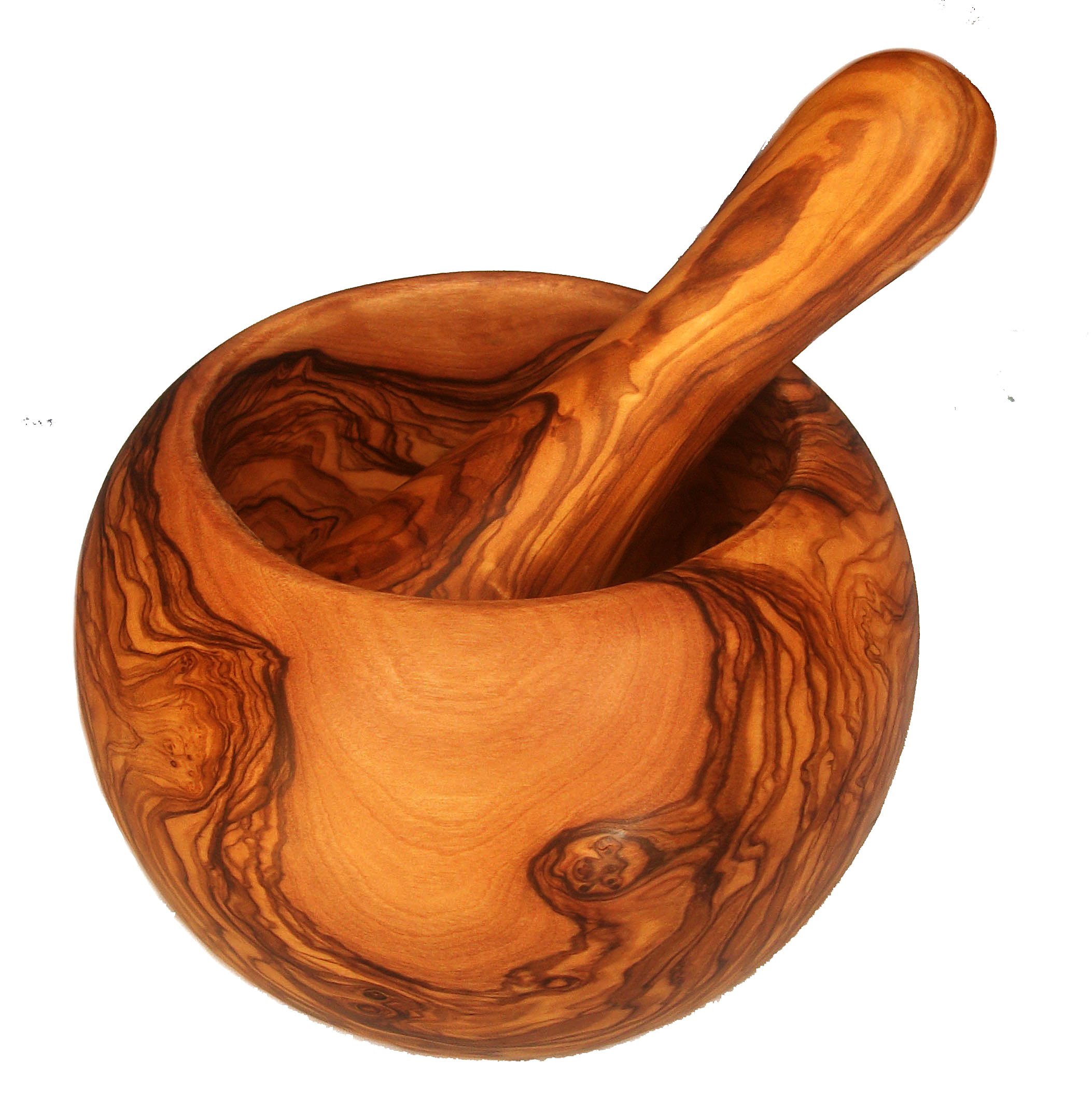 Bois d'olivier tunisien Olive Wood Mortar and Pestle, 4.7 Inch, Polished, Wood Material, 2.0 Fluid Ounces Capacity