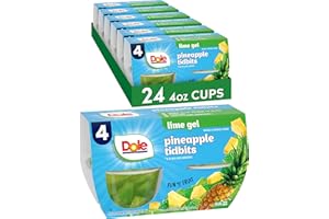 Dole Fruit Bowls Pineapple in Lime Flavored Gel Snacks, 4oz 24 Total Cups, Gluten & Dairy Free, Bulk Lunch Snacks for Kids & Adults