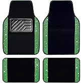 CAR PASS Shining Rhinestones Carpet, Bling Crystal Diamond Sparkly Glitter Car Floor Mats with Anti-Slip PVC Heel Pad Automotive Universal for SUV,Sedan,Car,Van,4pcs for Girl Women Green Diamond
