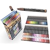 36 Acrylic Paint Pens Skin and Natural Earth Tone Marker Set For Rock Painting, Canvas, Mugs, Glass, Plastic, Wood, Metal, Fabric, Scrapbooking, Most Surfaces. Quick Drying Waterbased (EXTRA FINE)