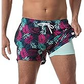 Third Wave Swim Trunks for Men with Compression Liner and 3 Inch Inseam - Premium Swim Shorts and Bathing Suit for Swimming