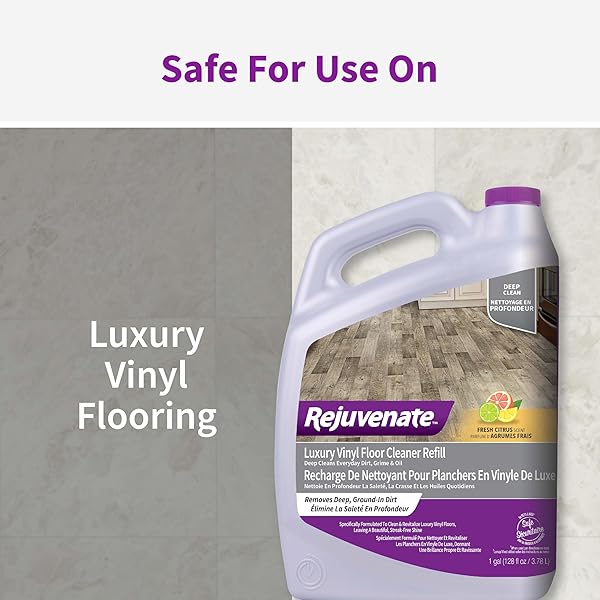 REJUVENATE LUXURY VINYL FLOOR CLEANER REFILL, 1 GALLON, GENTLY CLEANS AND REVITALIZES LUXURY VINYL FLOORS