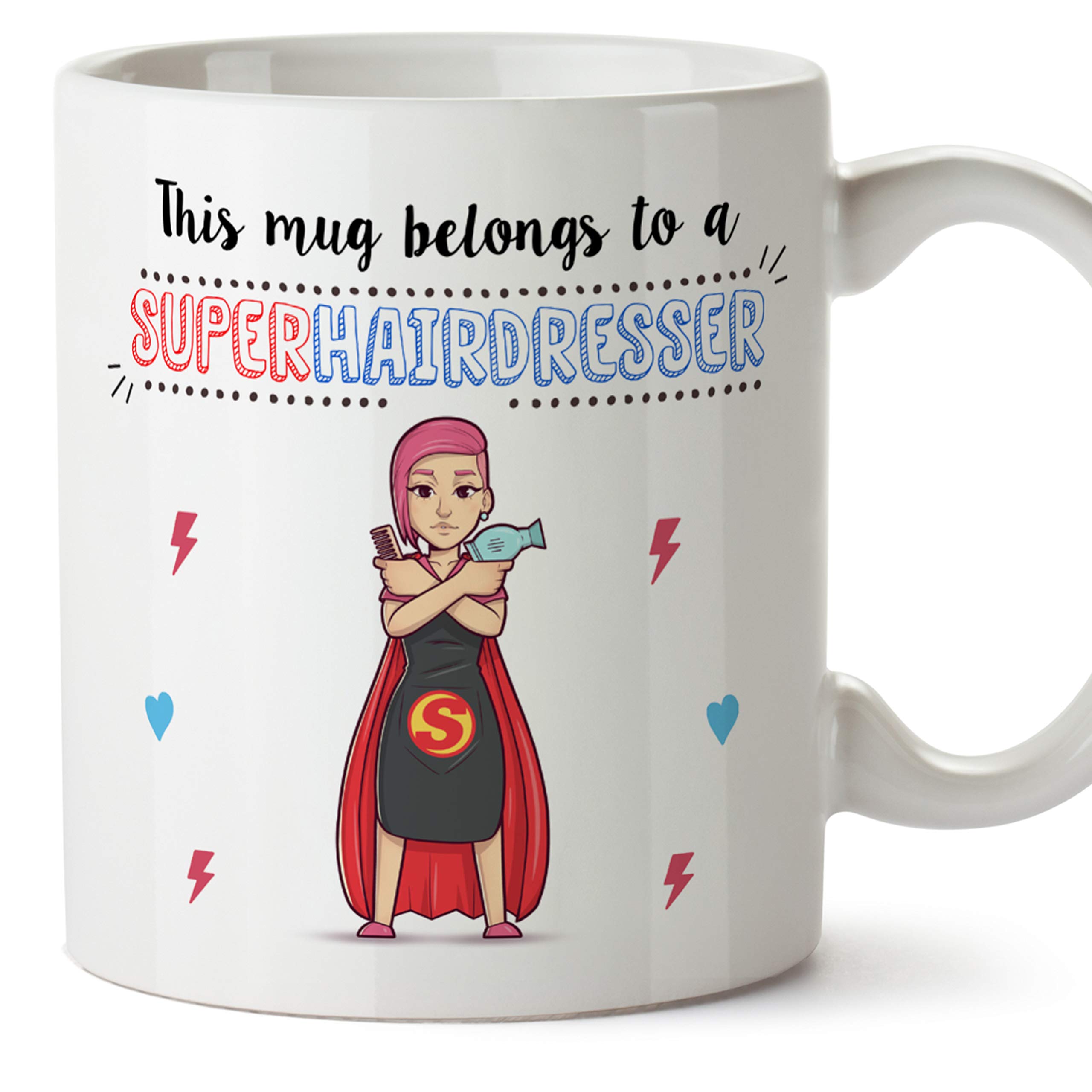 MUGFFINS Hairdresser Mug - "Super Hairdresser" - Funny Hairdressing Gift/Present - Tea/Coffee Ceramic Cup 11oz