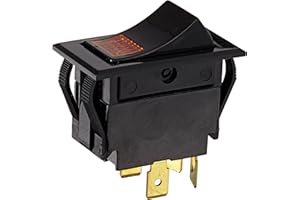 NSi Industries, LLC Rocker Switches, On Off Circut Function, DPST, 15/10 amps at 125/250 VAC, 1.088" Width, 0.426" Height, 0.709" Depth, Amber - 77020RQ