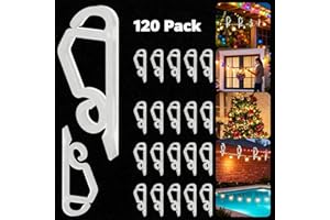TNBUENO 120 Pcs Christmas Light Clips Outside Gutter Hooks - Plastic Holiday Gutter Light Weatherproof Hooks for Halloween Christmas Roof Tree Hanging Outdoor Decoration String Lights (White)