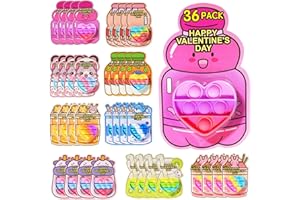 BOVEENY 36 Pack Valentines Day Gifts for Kids - Prefilled Heart Pop It Toys, Valentines Day Cards Bulk, Valentines Day Party Favors for Kids Boys Girls School Class Exchange Gifts