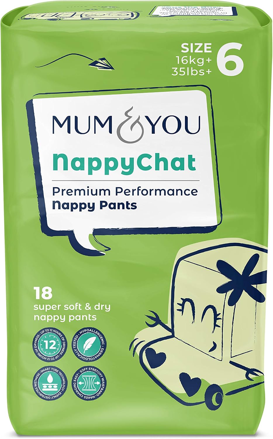 Mum & You Premium, Dry Baby Nappy Pants, Green, Premium Size 6 (16+kg)