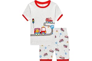 Akyzic Boys Pajamas 100% Cotton Planet Pjs Toddler 2 Piece Short Sleeve Sleepwear Summer Kids Clothes Set 3t-10t