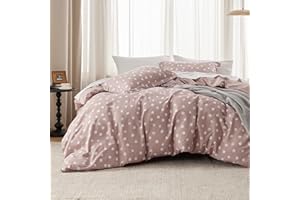 Bedsure Duvet Cover Queen Size - Reversible Polka Dot Duvet Cover Set with Zipper Closure, Pink Bedding Set, 3 Pieces, 1 Duvet Cover 90"x90" with 8 Corner Ties and 2 Pillow Shams 20"x26"