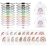 QsiuYbng 20 Sets Inspirational Gifts for Women String Inspirational Bracelets for Women with Note Card Organza Bag Employee Appreciation Gifts Bulk for Frmale(10 Colors)