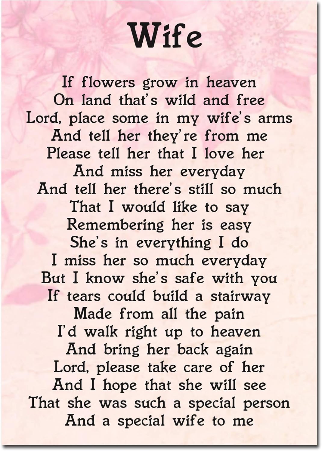 Wife Memorial Graveside Poem Keepsake Card Includes Free Ground Stake F45 Amazon.co.uk Kitchen