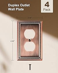 TREEWELL 4-Pack Duplex Outlet Cover Plate, Antique